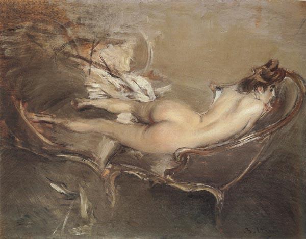 Giovanni Boldini A Reclining Nude on a Day-bed France oil painting art